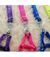 Dog Harness and Leash Set Adjustable Paw Print Dog Harness Walking Leash Strap Α-309-11